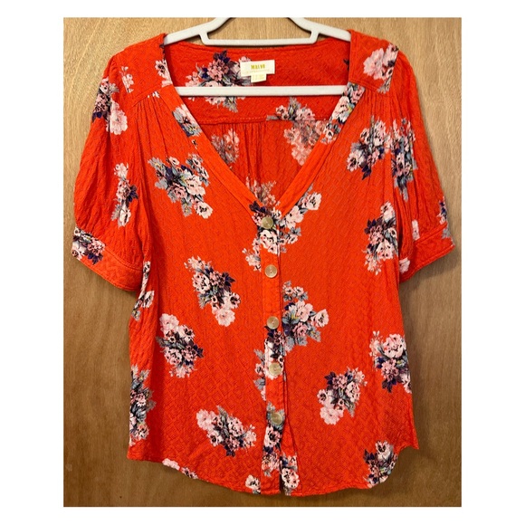Anthropologie Maeve Button-Down Floral Top - Picture 3 of 13